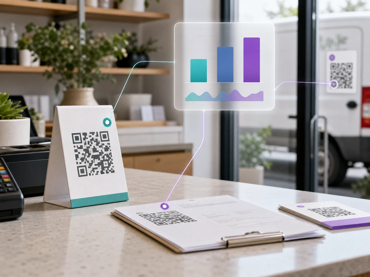 Physical QR placements connected to scan analytics