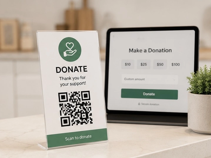 Scanlo donation QR code that sends supporters to your online giving page