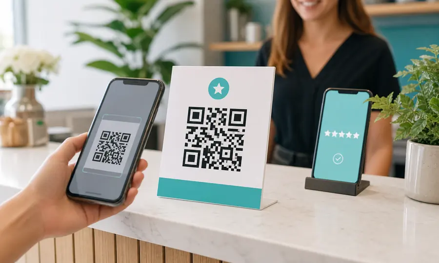 Scanlo Google review QR code that sends customers to your Google review page