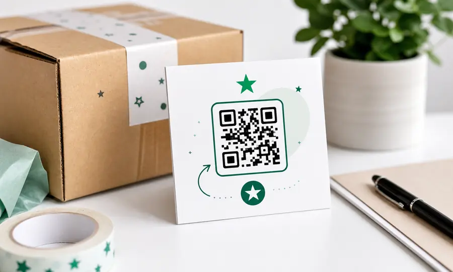 Scanlo Trustpilot review QR code that sends customers to your Trustpilot review form