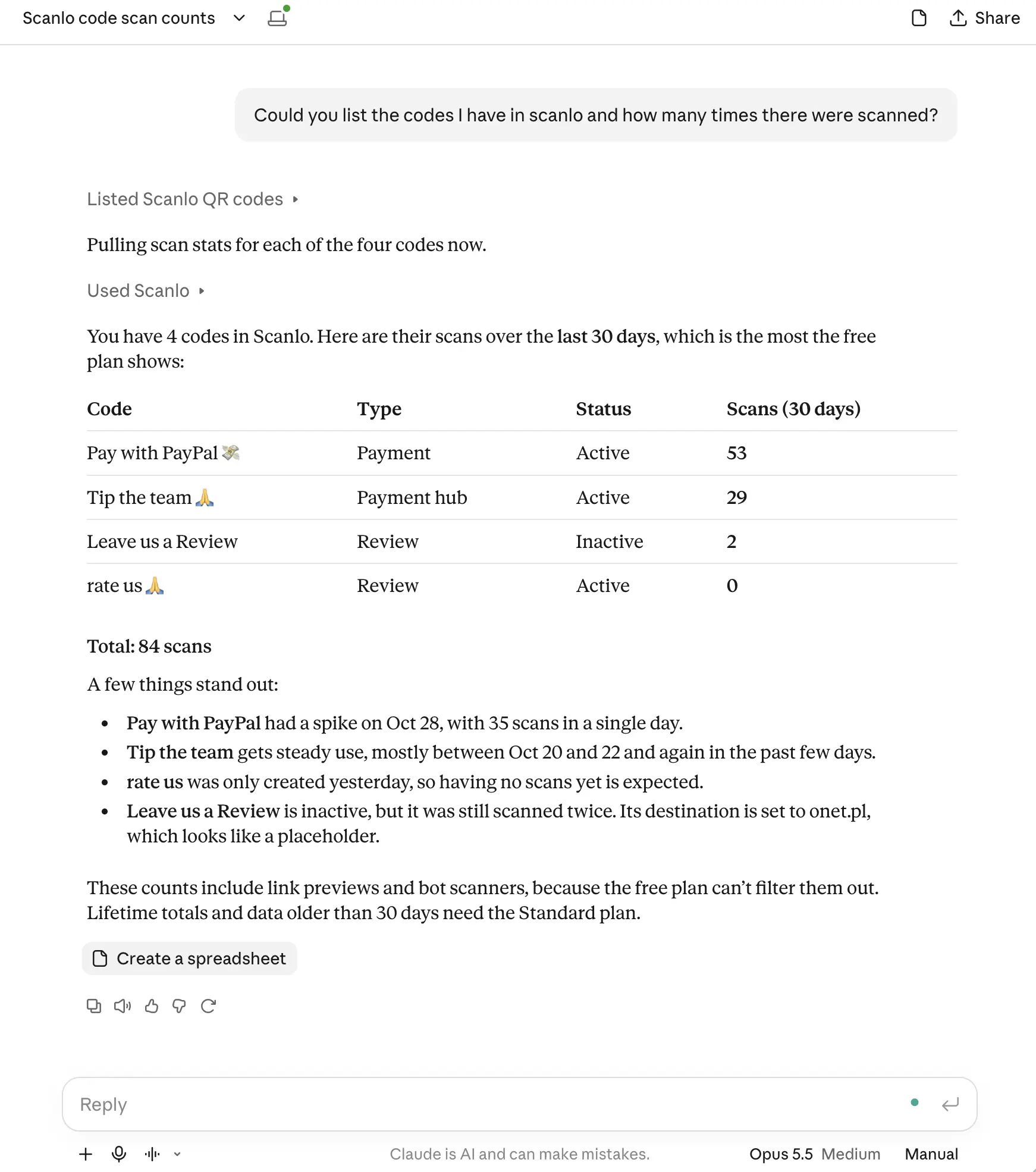 Managing Qr Codes In Scanlo Through Ai Agent Like Claude Or Chatgpt