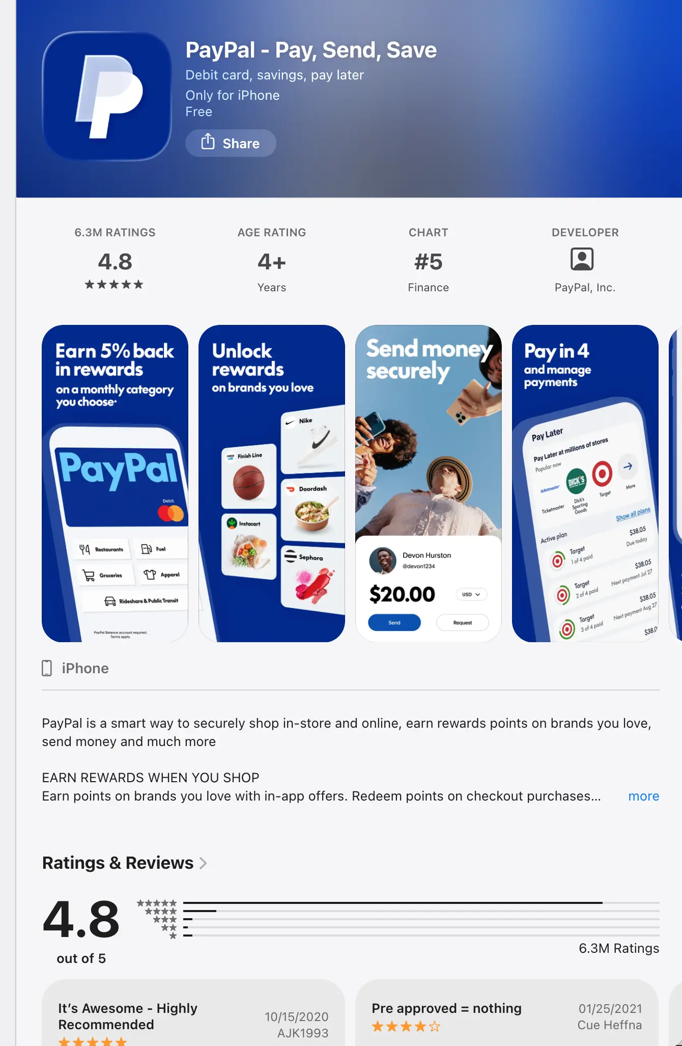 PayPal iOS application