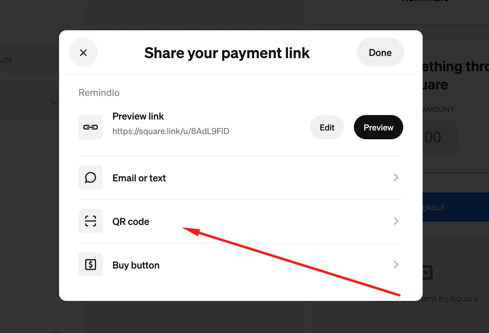 Square Payment Links Options