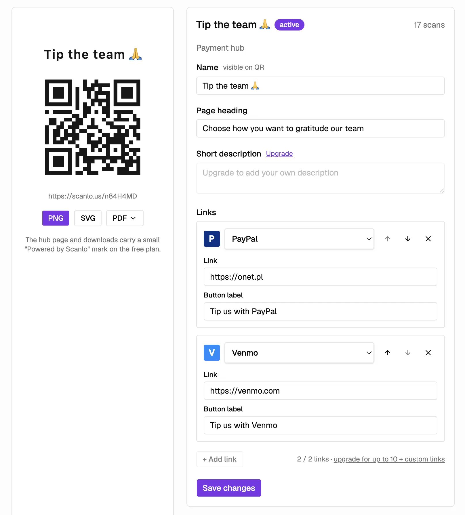 Tip Jar Qr Code With Multiple Payment Methods